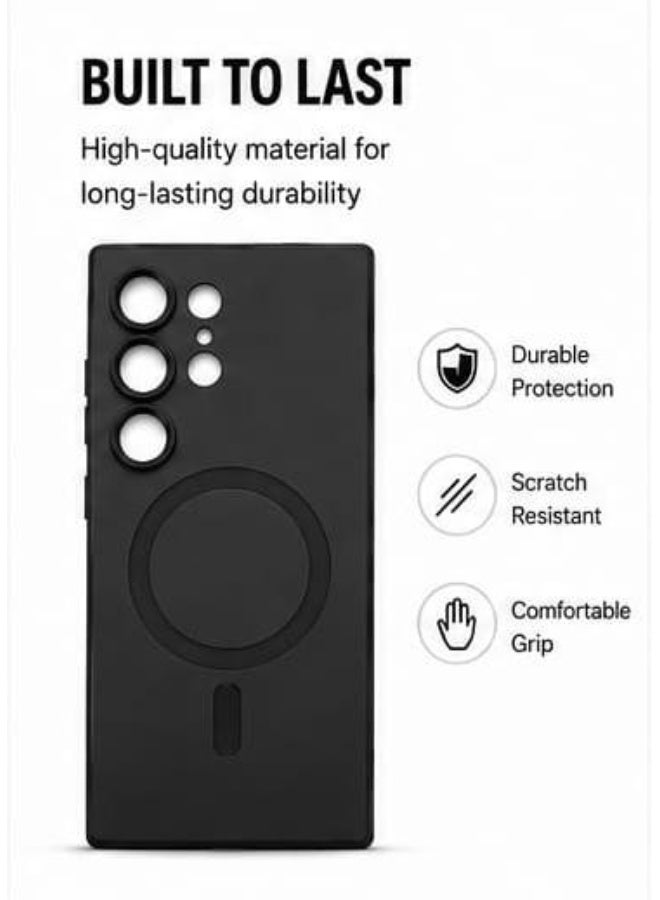 Samsung Galaxy S24 Ultra Magnetic Matte Case Shockproof Slim Protective Cover Wireless Charging Compatible Black - Image 3