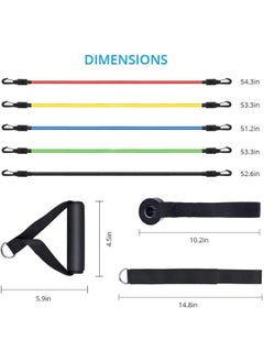 SKY-TOUCH Portable Exercise 11Pcs Resistance Band Set Stackable Up to 150 Lbs (5 Stackable Exercise Bands with Door Anchor, Ankle Straps Carrying Case) Exercise Stretch Fitness Home Set  - Image 2
