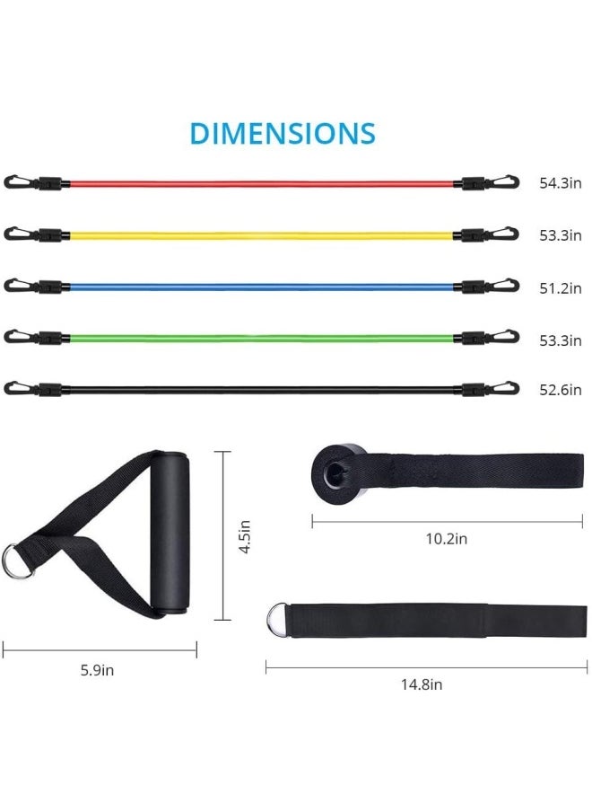 SKY-TOUCH Portable Exercise 11Pcs Resistance Band Set Stackable Up to 150 Lbs (5 Stackable Exercise Bands with Door Anchor, Ankle Straps Carrying Case) Exercise Stretch Fitness Home Set  - Image 2