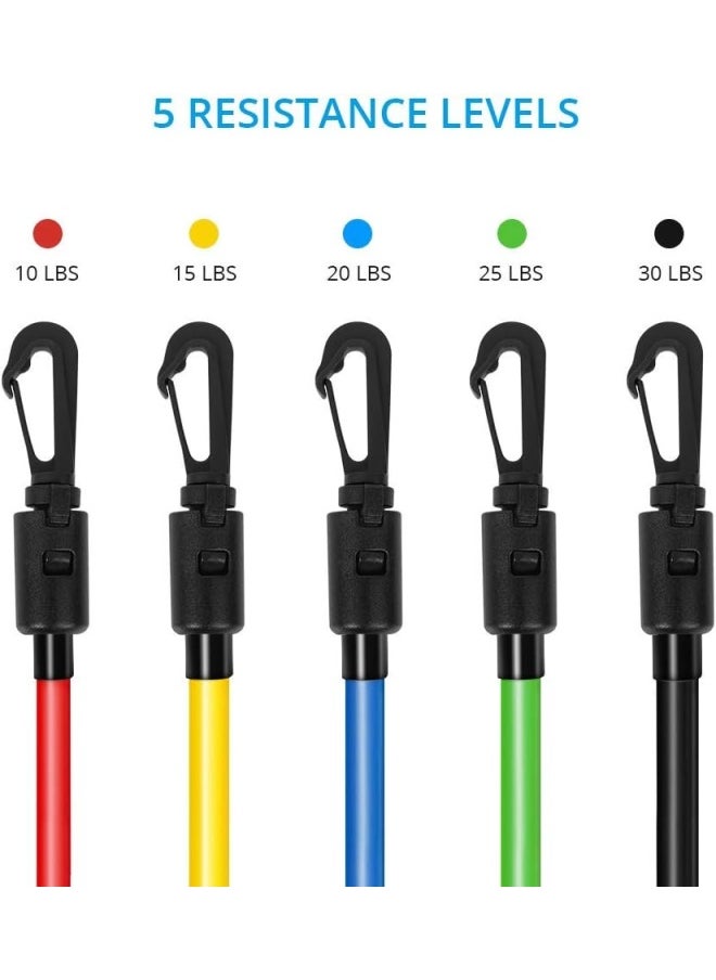 SKY-TOUCH Portable Exercise 11Pcs Resistance Band Set Stackable Up to 150 Lbs (5 Stackable Exercise Bands with Door Anchor, Ankle Straps Carrying Case) Exercise Stretch Fitness Home Set  - Image 3