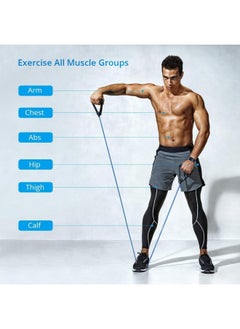 SKY-TOUCH Portable Exercise 11Pcs Resistance Band Set Stackable Up to 150 Lbs (5 Stackable Exercise Bands with Door Anchor, Ankle Straps Carrying Case) Exercise Stretch Fitness Home Set  - Image 5