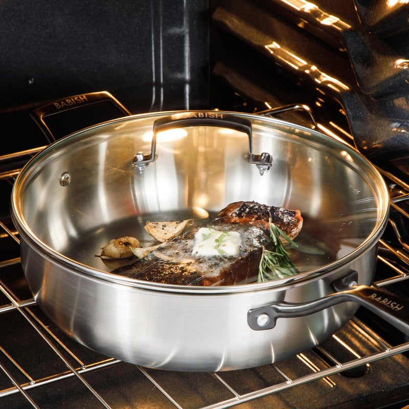 Babish 5-Qt Stainless Steel SautÃ© Pan with Lid â€“ Heavy Duty Nonstick-Ready, Oven & Induction Safe, Everyday Kitchen Cookware - Image 2