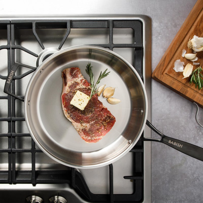 Babish 5-Qt Stainless Steel SautÃ© Pan with Lid â€“ Heavy Duty Nonstick-Ready, Oven & Induction Safe, Everyday Kitchen Cookware - Image 3