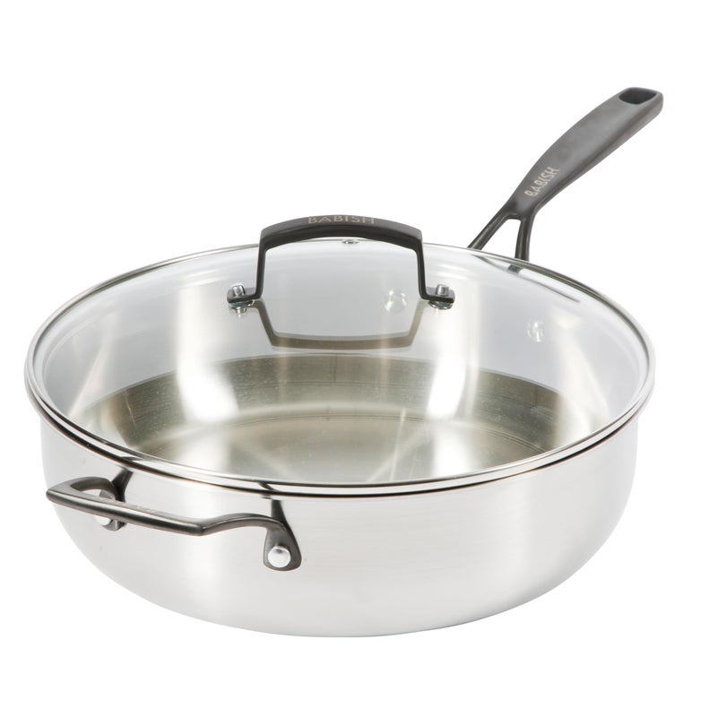 Babish 5-Qt Stainless Steel SautÃ© Pan with Lid â€“ Heavy Duty Nonstick-Ready, Oven & Induction Safe, Everyday Kitchen Cookware - Image 1