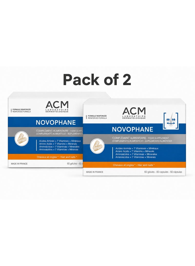ACM Novophane Hair & Nails  – 60 Capsules × 2 Pack | Amino Acids, 7 Vitamins & Minerals - Image 1