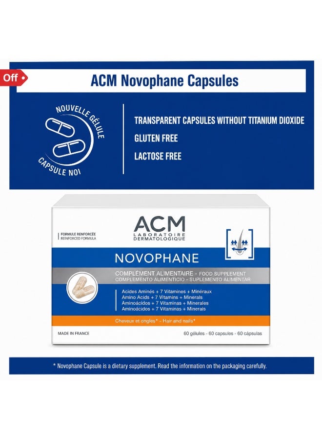 ACM Novophane Hair & Nails  – 60 Capsules × 2 Pack | Amino Acids, 7 Vitamins & Minerals - Image 2