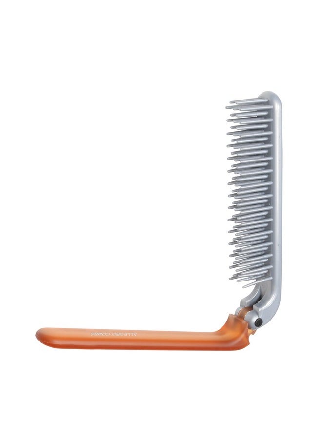 Allegro Combs Scalpcaress Detangler Brush Mini Foldable Hairbrush For Women Kids Ideal For Curly Hair Soft Bristle. Travelfriendly Brush 1 Brush. (Brown)  - Image 1