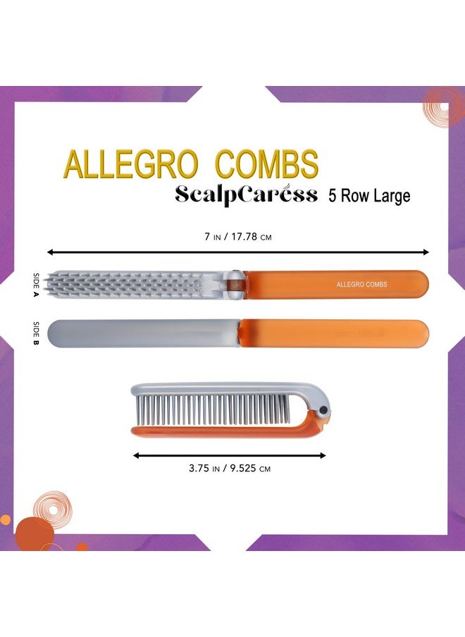 Allegro Combs Scalpcaress Detangler Brush Mini Foldable Hairbrush For Women Kids Ideal For Curly Hair Soft Bristle. Travelfriendly Brush 1 Brush. (Brown)  - Image 2