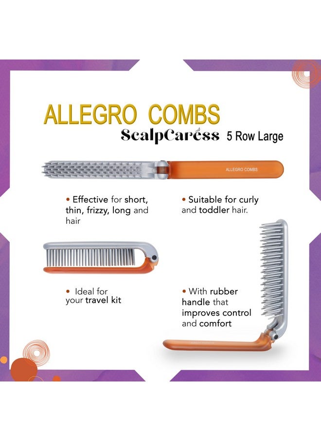 Allegro Combs Scalpcaress Detangler Brush Mini Foldable Hairbrush For Women Kids Ideal For Curly Hair Soft Bristle. Travelfriendly Brush 1 Brush. (Brown)  - Image 4