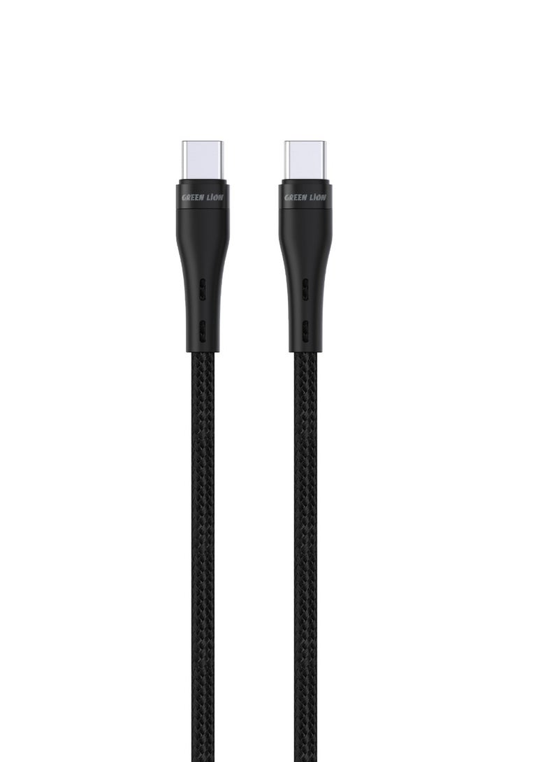 GREEN LION USB-C to USB-C Braided Cable 5 Meter 60W with Tangle-Free Handling & 480 Mbps Transfer Speed / Charge & Sync / Secure & Safe / Wide Compatible - Black - Image 1