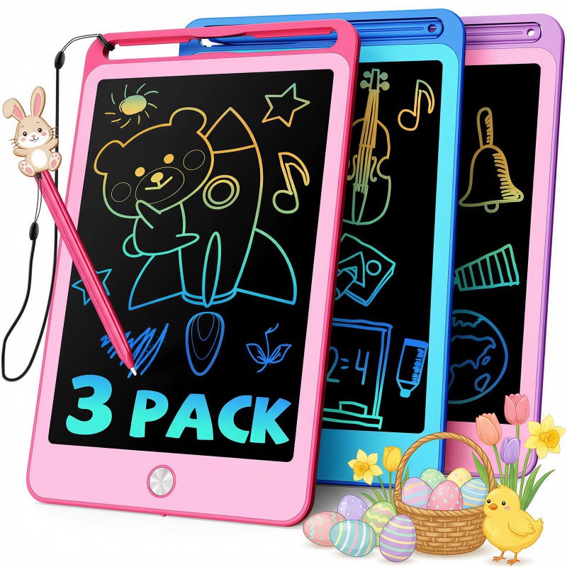 TEKFUN 3 Pack LCD Writing Tablet for Kids 85 Inch BluePinkPurple Doodle Board Drawing Board Reusable Drawing Tablet with Lanyard Educational Kids - Image 4