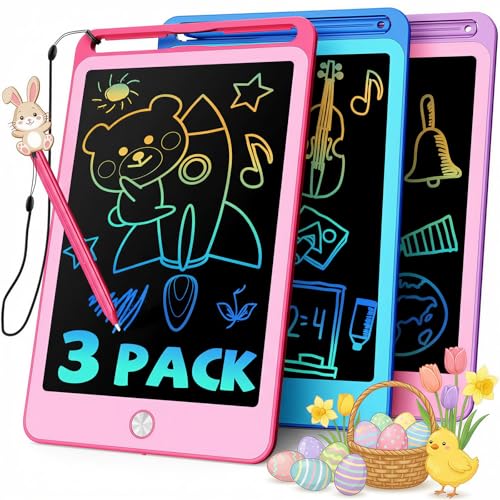 TEKFUN 3 Pack LCD Writing Tablet for Kids 85 Inch BluePinkPurple Doodle Board Drawing Board Reusable Drawing Tablet with Lanyard Educational Kids - Image 1