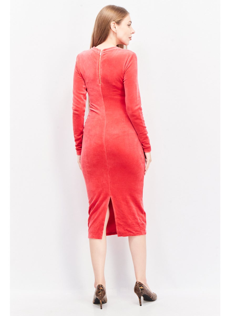 Juicy Couture Women Textured Midi Dress, Red  - Image 3