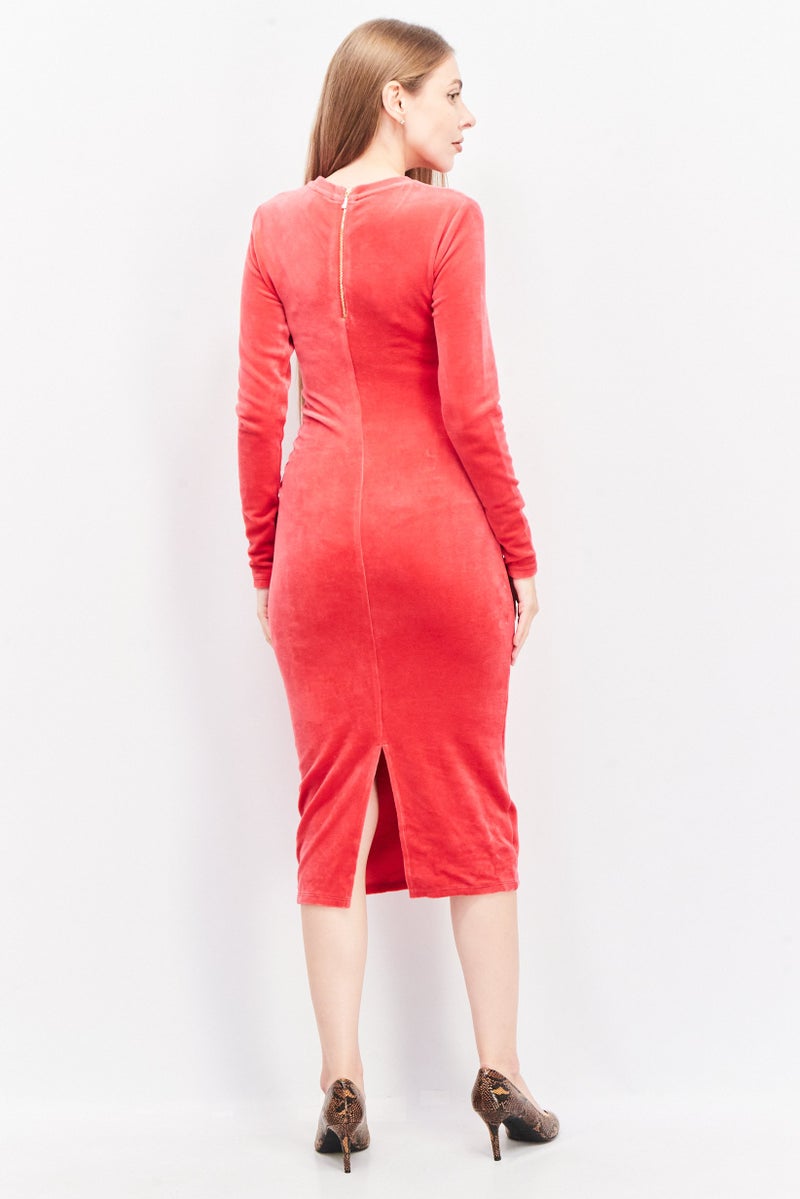 Juicy Couture فستان ميدي مزخرف للنساء، أحمر - Image 3