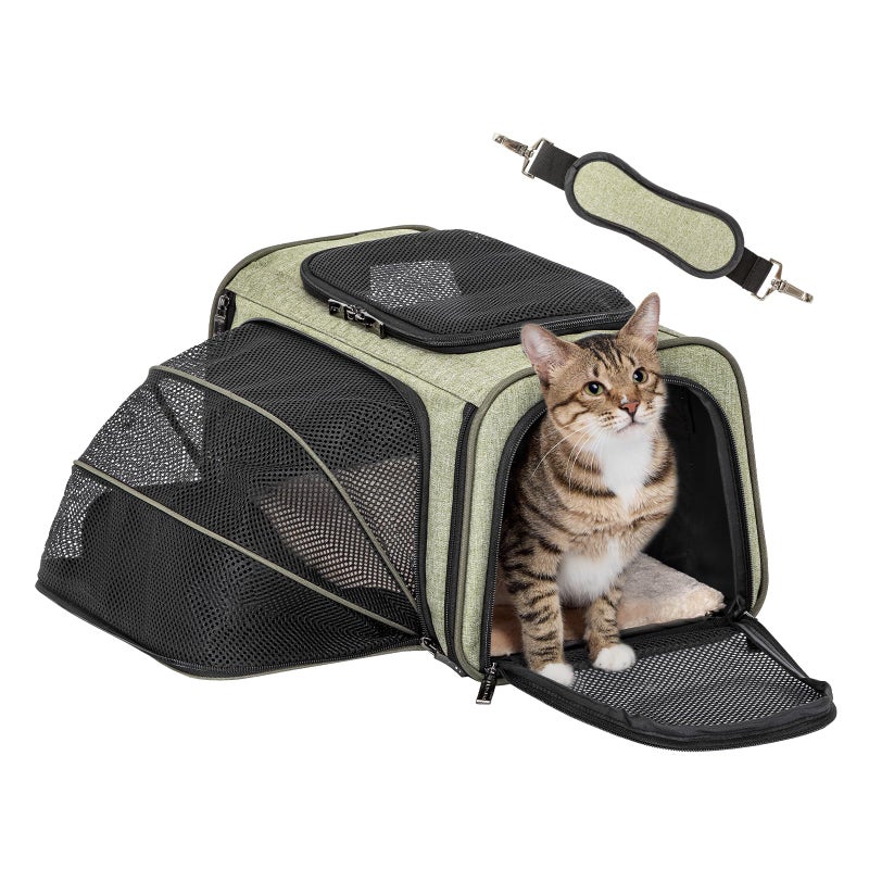 Petsfit Expandable Rabbit Carrier Small Cat Carrier Airline Approved, 16X10X9 Inches Soft-Sided Portable Small Animal Travel Bag for Kitten/Puppy/Bunny/Guinea Pig - Image 1