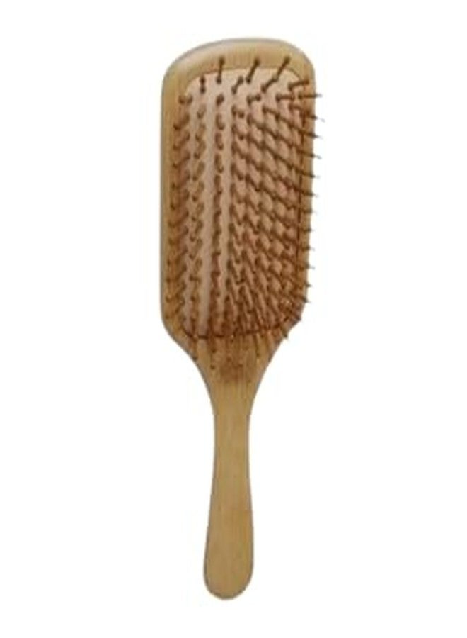 Eddika Bamboo/wooden paddle hair brush with cushioning for women, men and girls with round bamboo soft hair bristles. - Image 2