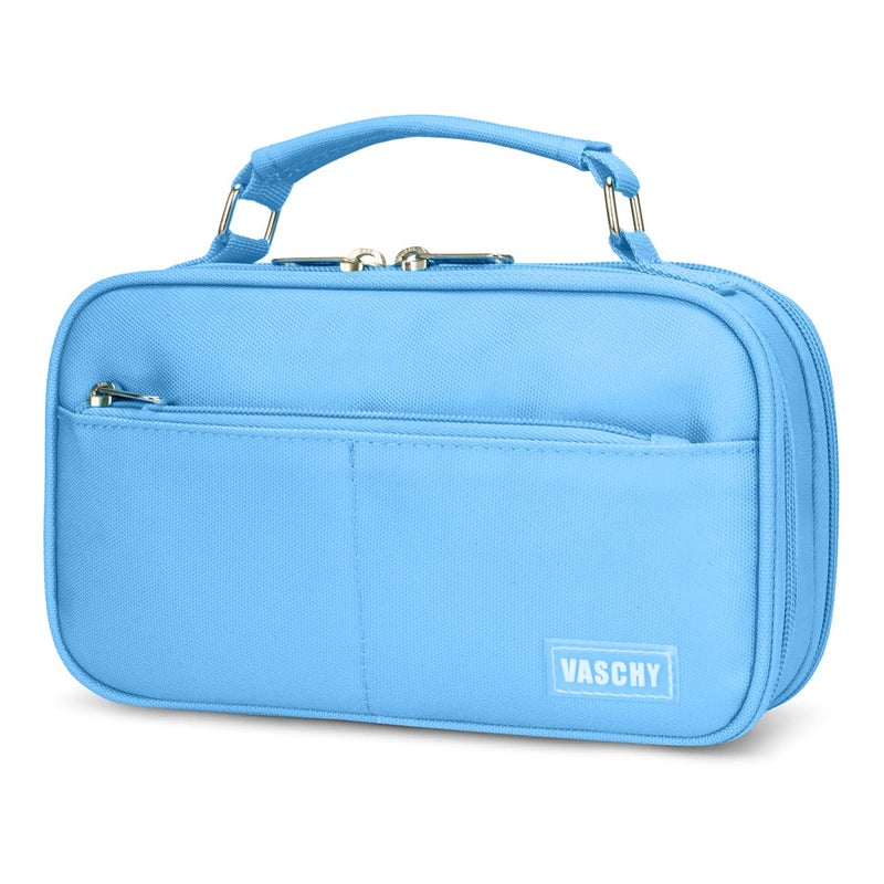 VASCHY Pencil Case Aesthetic Kawaii Large Pencil Pouch Stationary Pencil BagBox for Preppy Middle School College Students Pen Organizer Holder School Supply Blue