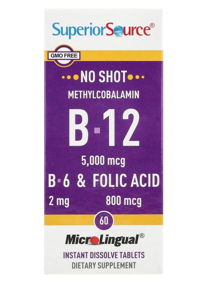 Superior Source Methylcobalamin B-12 B-6 & Folic Acid 60 MicroLingual® Instant Dissolve Tablets