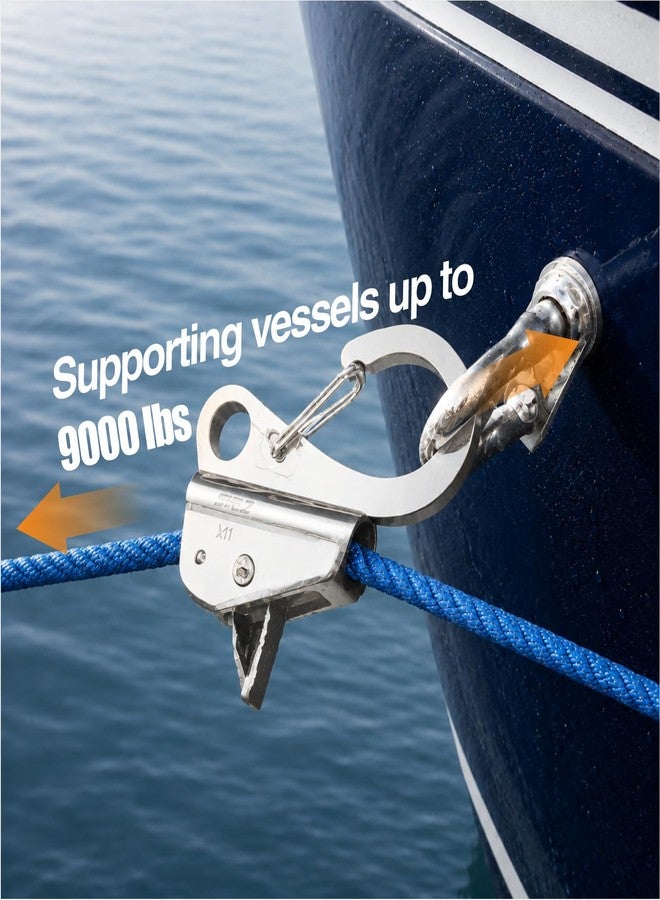 asdmm Boat Anchor Hook Knotless System, Stainless Steel Cam Cleat Rope Lock with Quick Release, Adjustable for Kayak Pontoon RV Jon Boat Camping, Holds 9000 Lbs Fits 3/8" to 5/8" Rope (2) (1) - Image 4