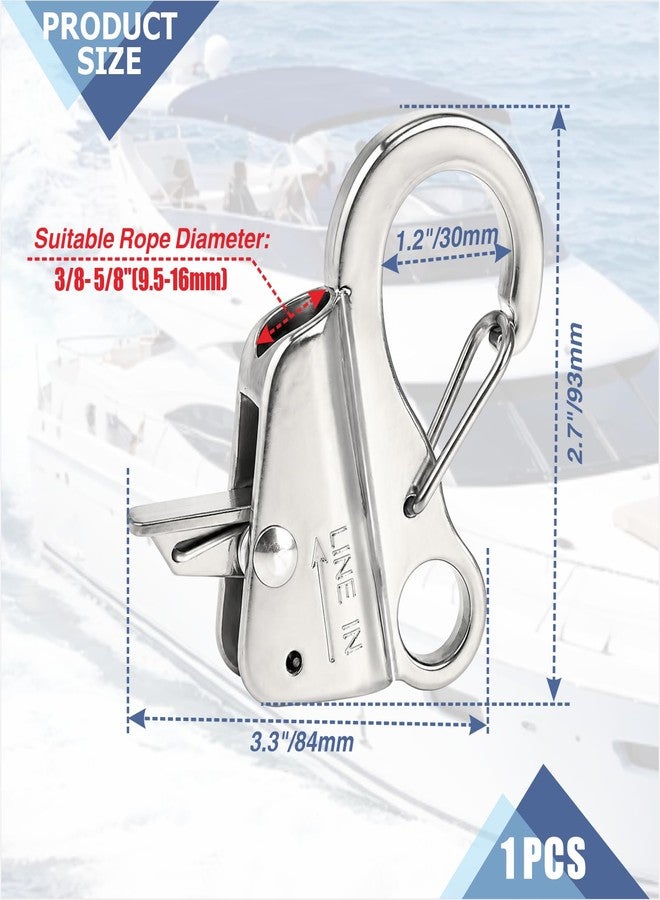 asdmm Boat Anchor Hook Knotless System, Stainless Steel Cam Cleat Rope Lock with Quick Release, Adjustable for Kayak Pontoon RV Jon Boat Camping, Holds 9000 Lbs Fits 3/8" to 5/8" Rope (2) (1) - Image 2