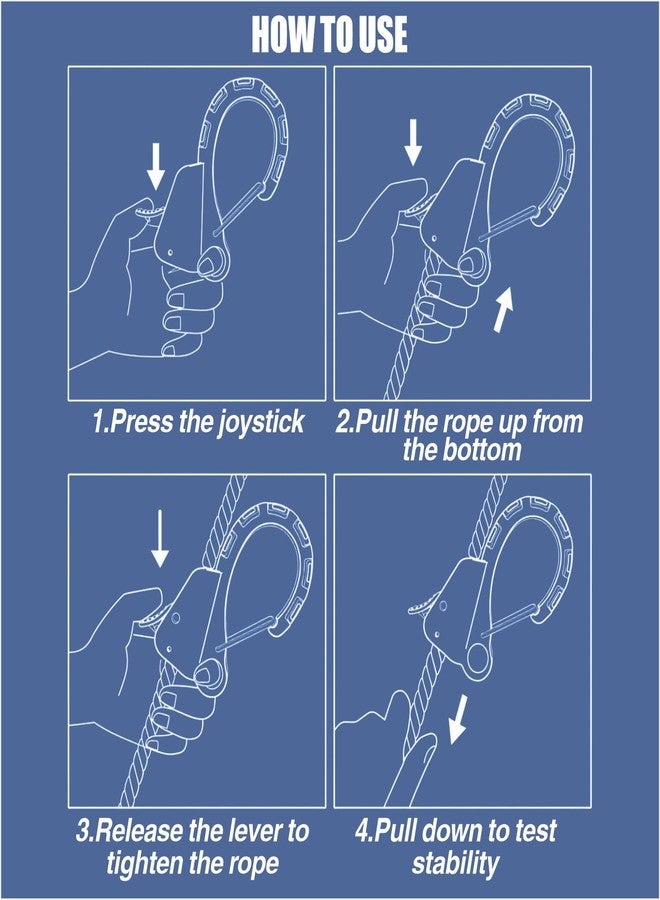asdmm Boat Anchor Hook Knotless System, Stainless Steel Cam Cleat Rope Lock with Quick Release, Adjustable for Kayak Pontoon RV Jon Boat Camping, Holds 9000 Lbs Fits 3/8" to 5/8" Rope (2) (1) - Image 5