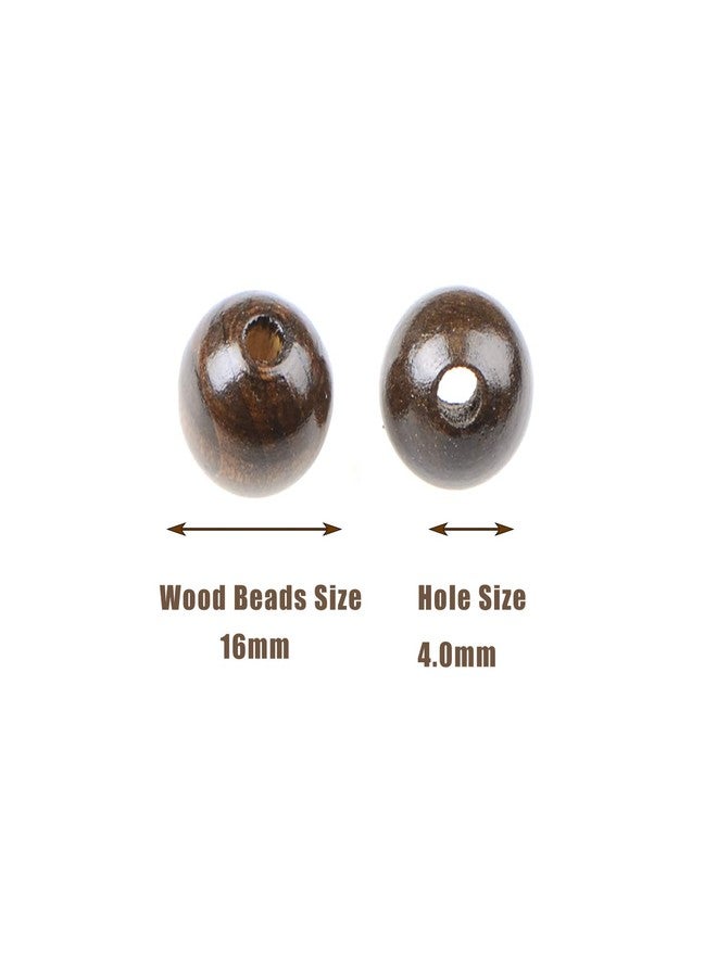 AD Beads Large Hole Wood Spacer Wooden Jewelry Making Bracelet Necklace Chandelier, Large Wooden Rosary Beads Craft Beads (16mm 100pcs, Coffee) - Image 2