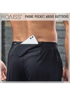 roaiss Men Plus Size Elastic Leg Yoga Pants Casual Sports Pants Outdoor Running Fitness Nylon Sweatpants  - Image 3