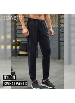 roaiss Men Plus Size Elastic Leg Yoga Pants Casual Sports Pants Outdoor Running Fitness Nylon Sweatpants  - Image 2