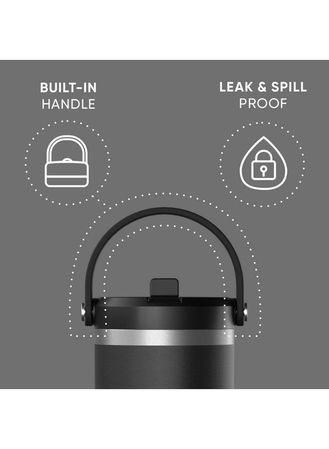 Hydrapeak كوب هيدرا بيك نوماد سعة 32 أونصة مع مقبض وغطاء قشة، مقاوم للتسرب، معزول مزدوج، كوب سعة 32 أونصة، فولاذ مقاوم للصدأ | أسود - Image 2
