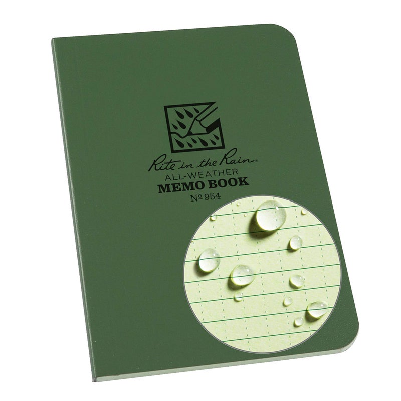 Rite in the Rain Weatherproof Soft Cover Pocket Notebook, 3.5" x 5", Green Cover, Universal Pattern (No. 954) - Image 1