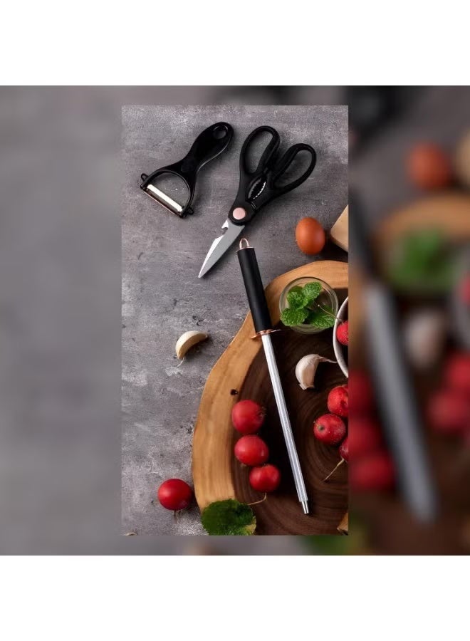 Rakzai 9-Piece Kitchen Knife Set with Stand – Stainless Steel Blades, Non-Slip Handle, Multi-Purpose Chef Knife Set for Home & Professional Use - Image 4