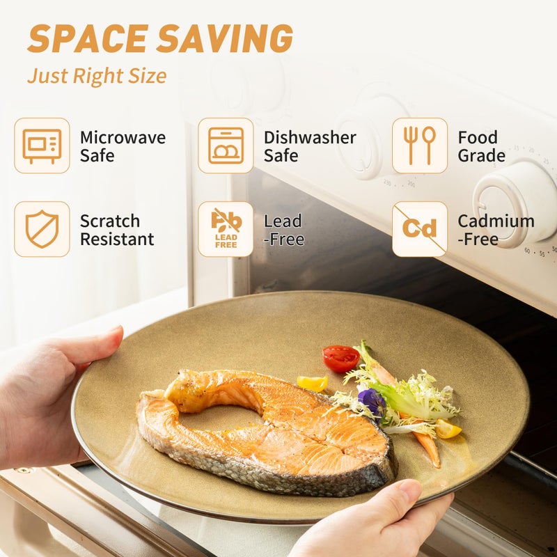 Dafuceramic Plates and Bowls Sets, 12 Pieces Modern Stoneware Dinnerware Set for 4 Kitchen Dinner Set Ceramic Dishware Dishes Set Microwave and Dishwasher Safe (Maize Yellow) - Image 3