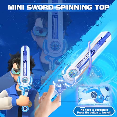 INFINITY NADO Battling Toys Mini Nado Sword for Beginners Spinning Top and Sword Launcher Battle Set Toys for Kids Ages 57 812 Mini Battle Sword Toys for Boys Blue - Image 5