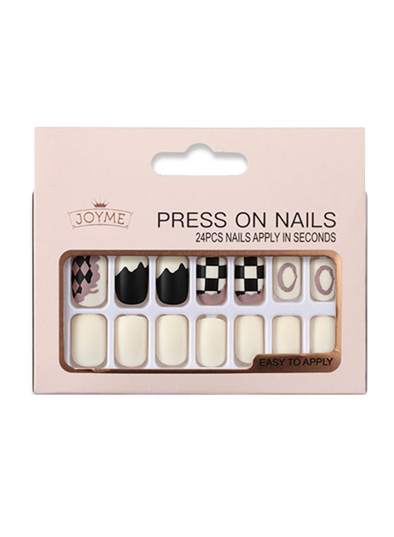 JOYME 24 Pcs Fake Nail Tip Set Nail Stylish Easy to Use Art Design for Salons and DIY with 72 Pcs Nail Adhesive Glue Tapes and Mini Nail File and Manicure Mini Stick for Women - Image 5