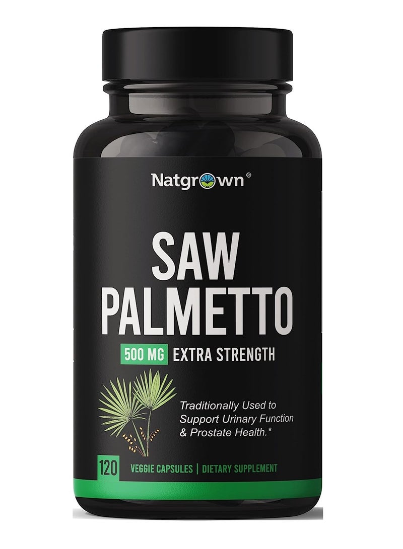 Natgrown Saw Palmetto Prostate Supplement for Men - DHT Blocker for Hair Growth and Decrease Frequent Urination - Vegan Capsules (120 Ct)