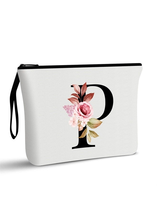 Vavabox A-Z Personalized Makeup Bag,Birthday Gifts for Women Mom,Gifts for Best Friend,Bride Bridesmaid Cosmetic bag (P) - Image 1