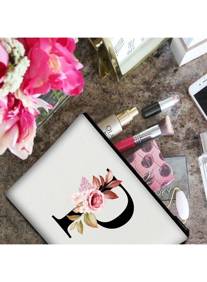 Vavabox A-Z Personalized Makeup Bag,Birthday Gifts for Women Mom,Gifts for Best Friend,Bride Bridesmaid Cosmetic bag (P) - Image 3