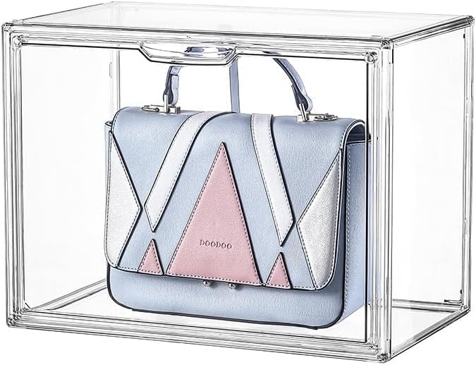 Horoof Home Clear Handbag Storage Organizer Box - Stackable Acrylic Display Case with Magnetic Door for Purses, Wallets, Shoes, and More - Image 5