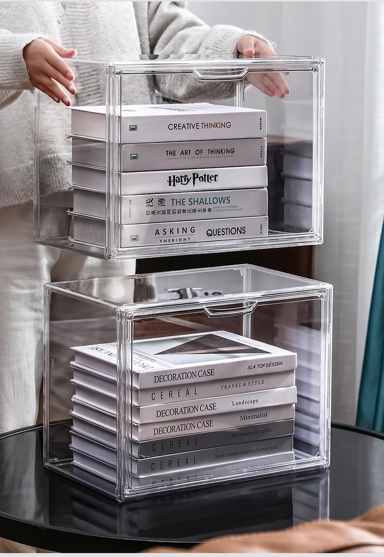 Horoof Home Clear Handbag Storage Organizer Box - Stackable Acrylic Display Case with Magnetic Door for Purses, Wallets, Shoes, and More - Image 4