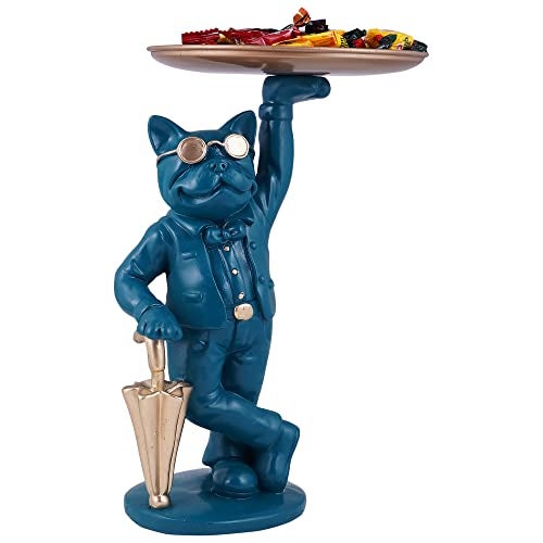zart Resin Cool Dog Action Showpiece With Plate Home Decor Showpiece,Living Room Decor Showpiece(Blue),10 Cm,7 Cm - Image 3