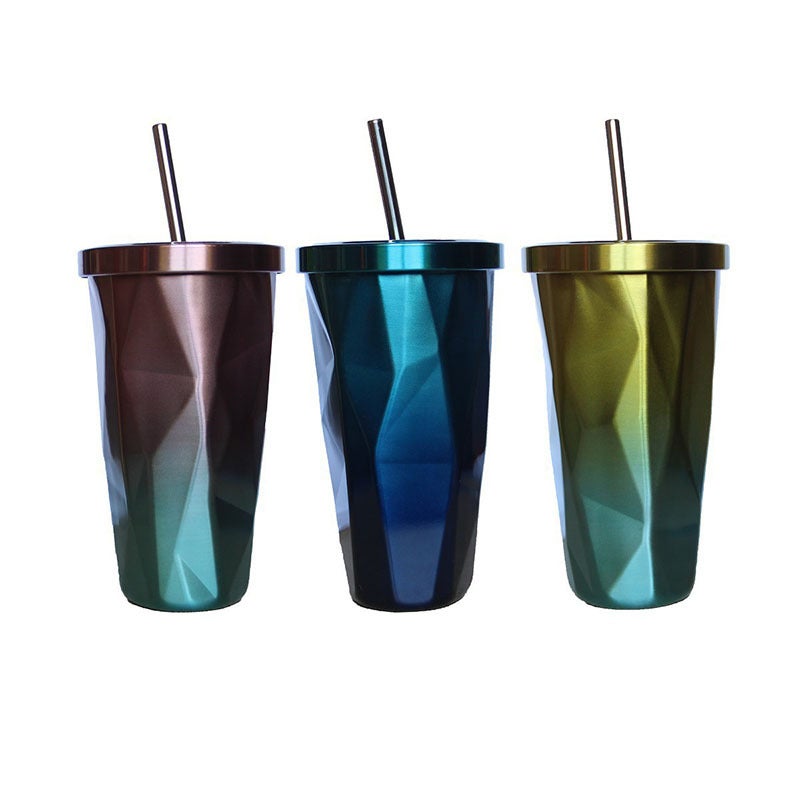 304 Stainless Steel Insulated Tumbler with Straw, Gradient Color - Image 1