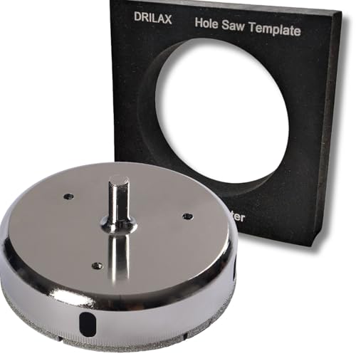 DRILAX منشار ثقب ماسي Drilax 4-1/2" مع دليل | قاطع بلاط للبورسلين والسيراميك والزجاج | منشار ثقب للجرانيت والحجر للصرف الكبير، الأضواء المدمجة ونظام التكييف - Image 1