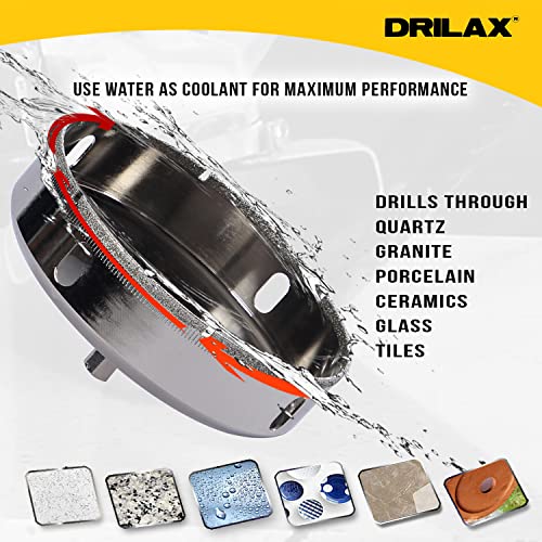 DRILAX منشار ثقب ماسي Drilax 4-1/2" مع دليل | قاطع بلاط للبورسلين والسيراميك والزجاج | منشار ثقب للجرانيت والحجر للصرف الكبير، الأضواء المدمجة ونظام التكييف - Image 5