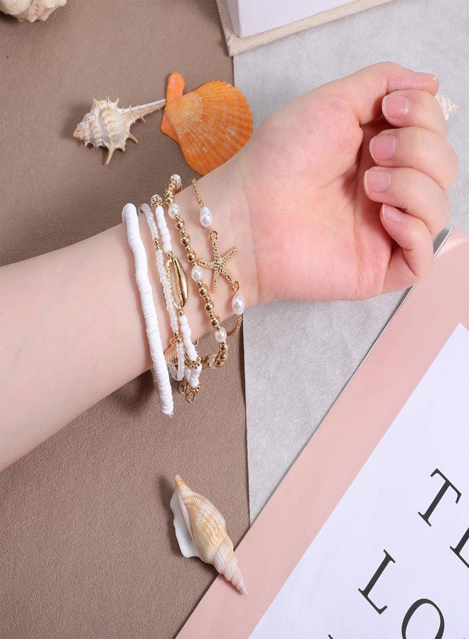 Macuezu 5 Pack Beach Bracelets for Women, Boho Seashell Bracelet Beach Anklet, Adjustable Starfish Seashell Jewelry Ankle Bracelet, Waterproof Ocean Beaches Bracelets for Summer Beaches Vacation Accessories - Image 4