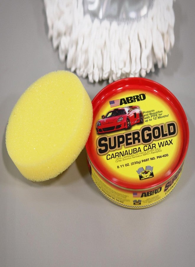 أبرو شمع أبرو سوبر جولد كارنوبا للسيارات - شمع كارنوبا لحماية تدوم طويلاً ولمعان فائق، معجون شمع للسيارات والدراجات النارية والقوارب، آمن على جميع أنواع طلاء السيارات، شمع للسيارات، يتضمن إسفنجة، 8 أونصة - Image 3