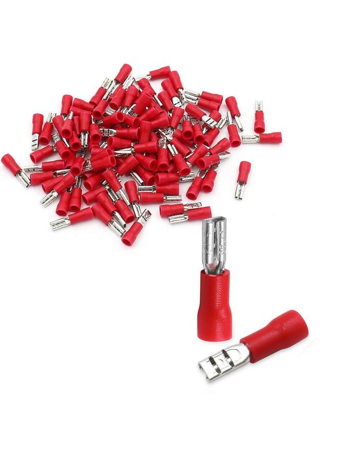 Baomain 0.11" Red Female Insulated Spade Wire Connector Electrical Crimp Terminal 18-22 AWG 2.8 x 0.5mm (100PCS) - Image 1