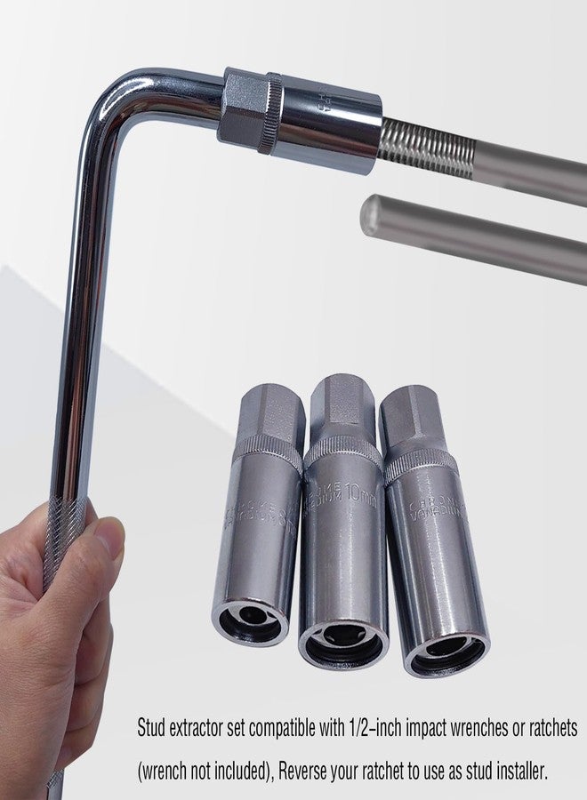 JEUCLEL 4PCS 1/2-inch Stud Extractor Set, Broken Stud Removal Socket, Stud Puller Sockets for Removing Deeply Trapped and Broken Bolts, Studs. - Image 4