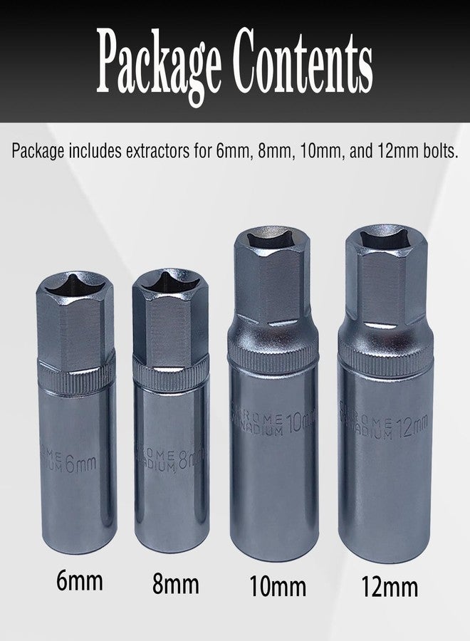 JEUCLEL 4PCS 1/2-inch Stud Extractor Set, Broken Stud Removal Socket, Stud Puller Sockets for Removing Deeply Trapped and Broken Bolts, Studs. - Image 2