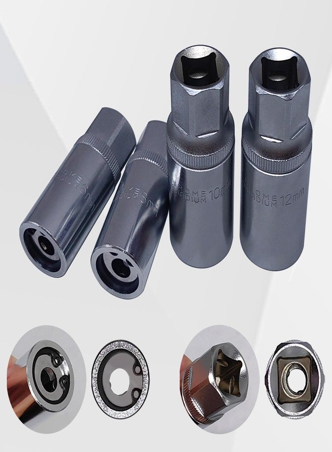 JEUCLEL 4PCS 1/2-inch Stud Extractor Set, Broken Stud Removal Socket, Stud Puller Sockets for Removing Deeply Trapped and Broken Bolts, Studs. - Image 3