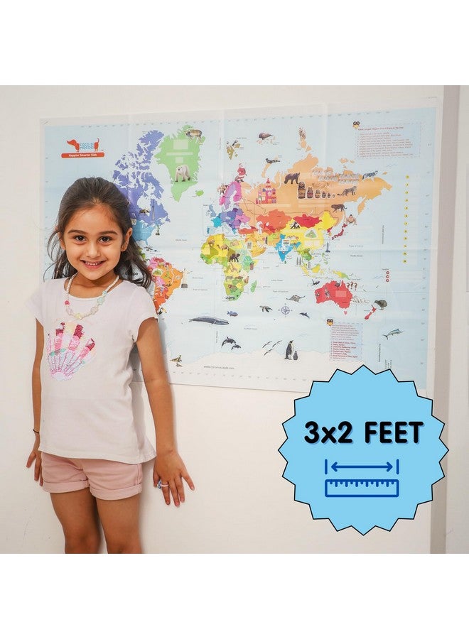 COCOMOCO KIDS CocoMoco Kids World Map for Kids - Wall Poster for Room Decor - 3 x 2 feet - Geography Educational Learning Toy Birthday Return Gift for Boys Girls 5 6 7 8 9 10 11 years  - Image 2
